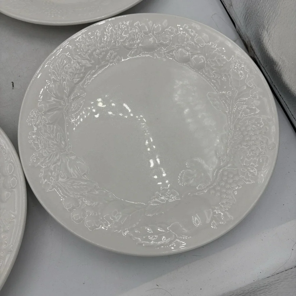Gibson Dinner Plates Flourish White Embossed Fruit 10